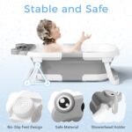 Collapsible Baby Bathtub with Real-Time Thermometer & Cushion Portable Travel Newborn-to-Toddler Tub - Image 2