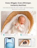 Smart WiFi Baby Monitor with Clip Mount, 2K HD App Control Camera, Cry & Motion Alerts & 5000mAh Battery - Image 3